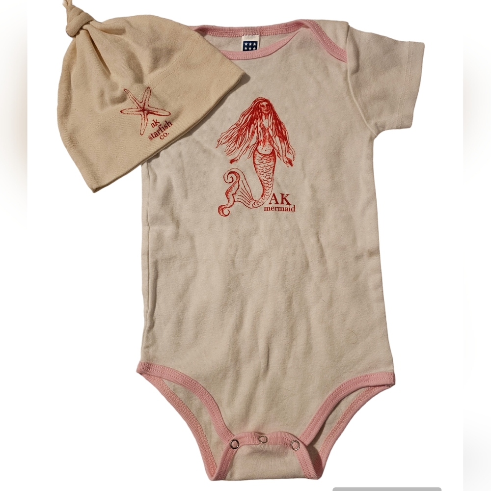 AK Starfish Co. Onesie & Top Knot Hat. Alaska.